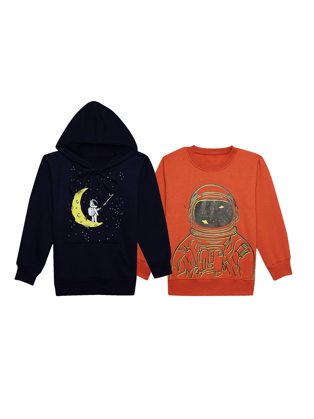 

VIMAL JONNEY Kids Pack Of 2 Printed Fleece Pullover Sweatshirts, Black