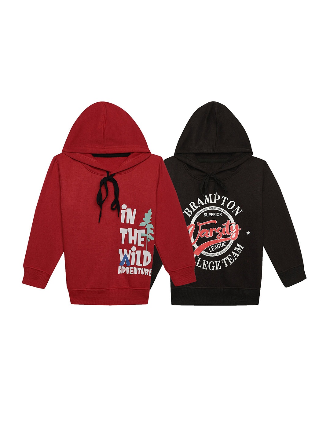 

VIMAL JONNEY Kids Pack Of 2 Typography Printed Hooded Cotton Fleece Sweatshirt, Maroon