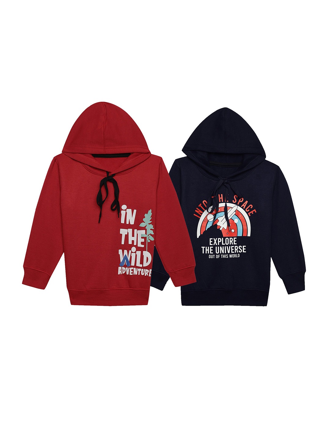 

VIMAL JONNEY Kids Pack Of 2 Typography Printed Hooded Cotton Fleece Sweatshirt, Maroon