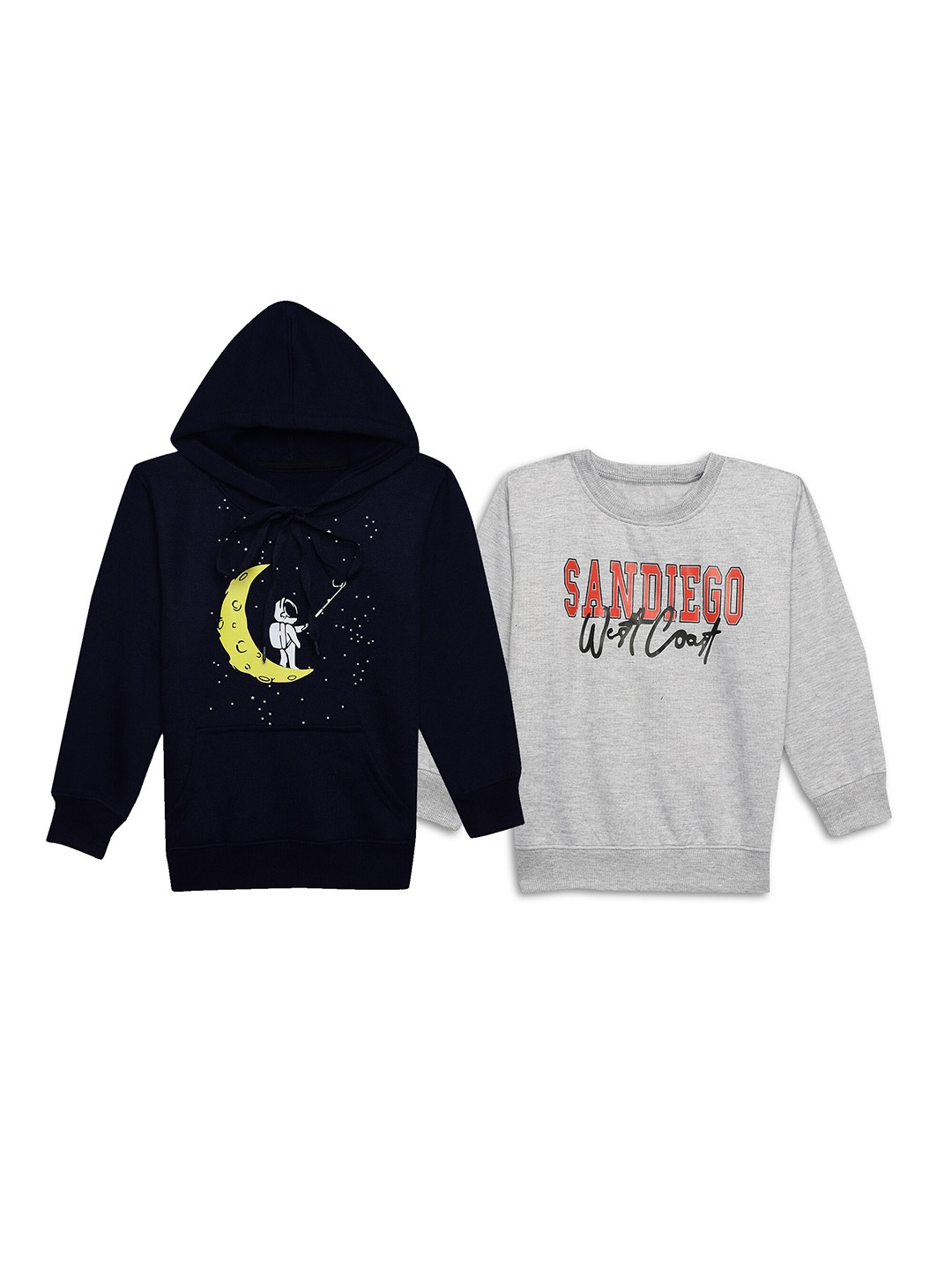 

MACK JONNEY Kids Pack Of 2 Graphic Printed Hooded Cotton Fleece Sweatshirt, Black