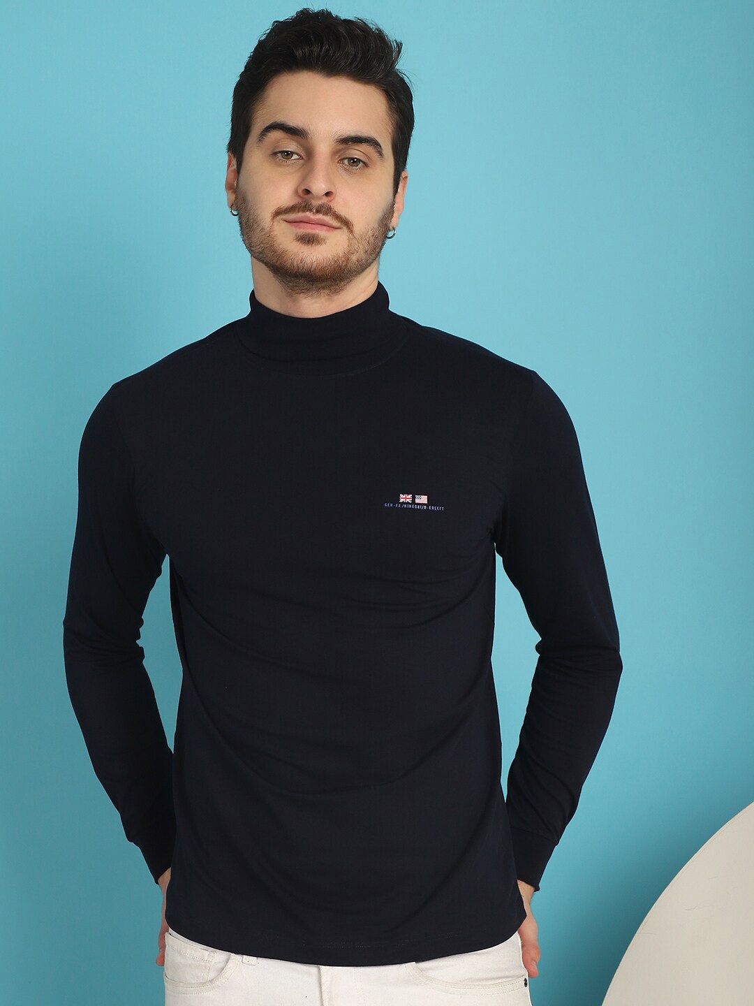 

VENITIAN High Neck Slim Fit T-shirt, Navy blue