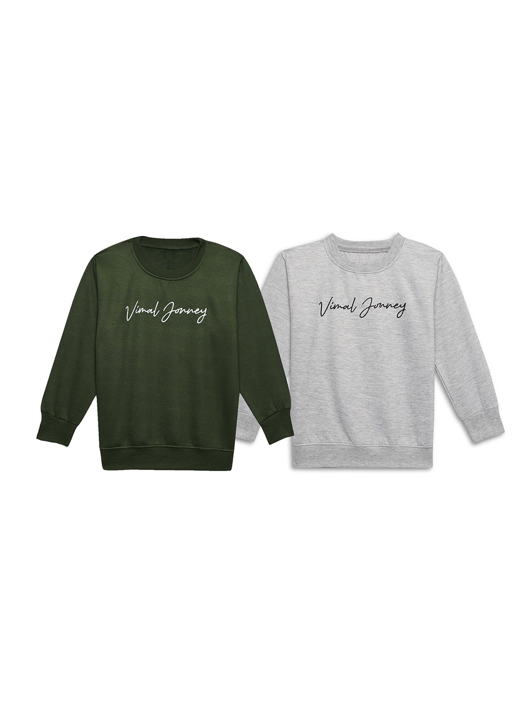 

VIMAL JONNEY Kids Pack Of 2 Typography Printed Fleece Sweatshirt, Green