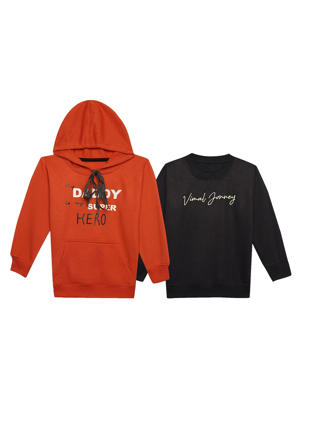 

MACK JONNEY Kids Pack Of 2 Printed Hooded Pullover Sweatshirts, Rust