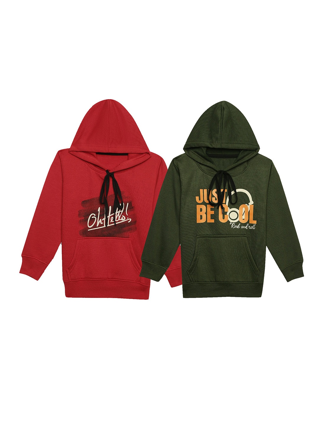 

MACK JONNEY Kids Pack of 2 Printed Typography Hooded Fleece Pullover, Red