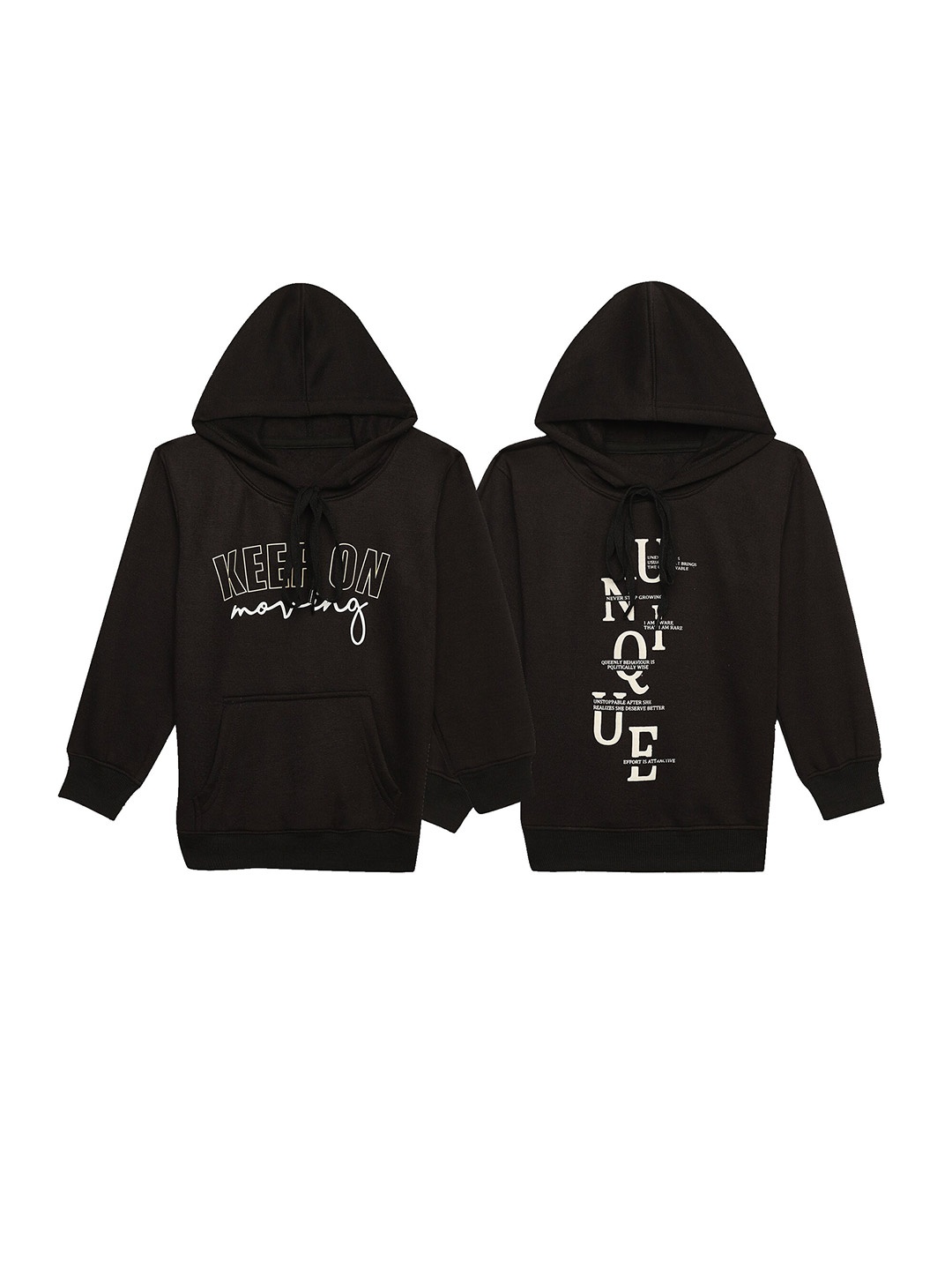 

VIMAL JONNEY Unisex Kids Pack Of 2 Typography Printed Hooded Fleece Sweatshirt, Black