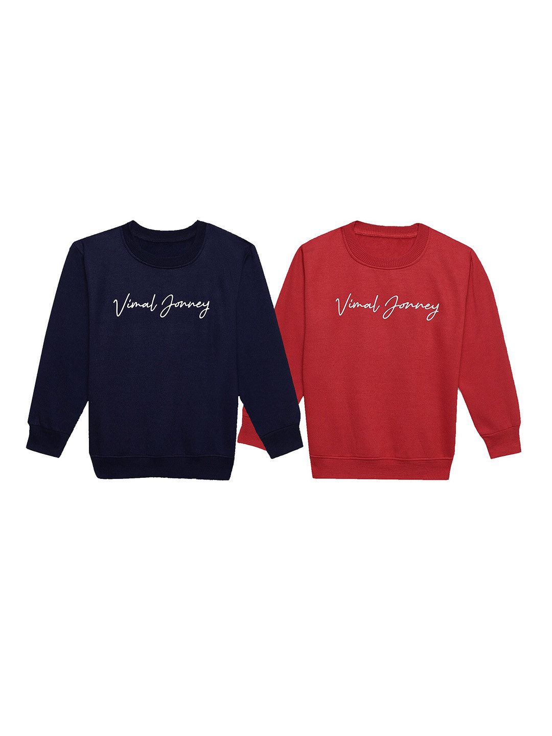 

VIMAL JONNEY Kids Pack Of 2 Typography Printed Cotton Fleece Pullover, Navy blue