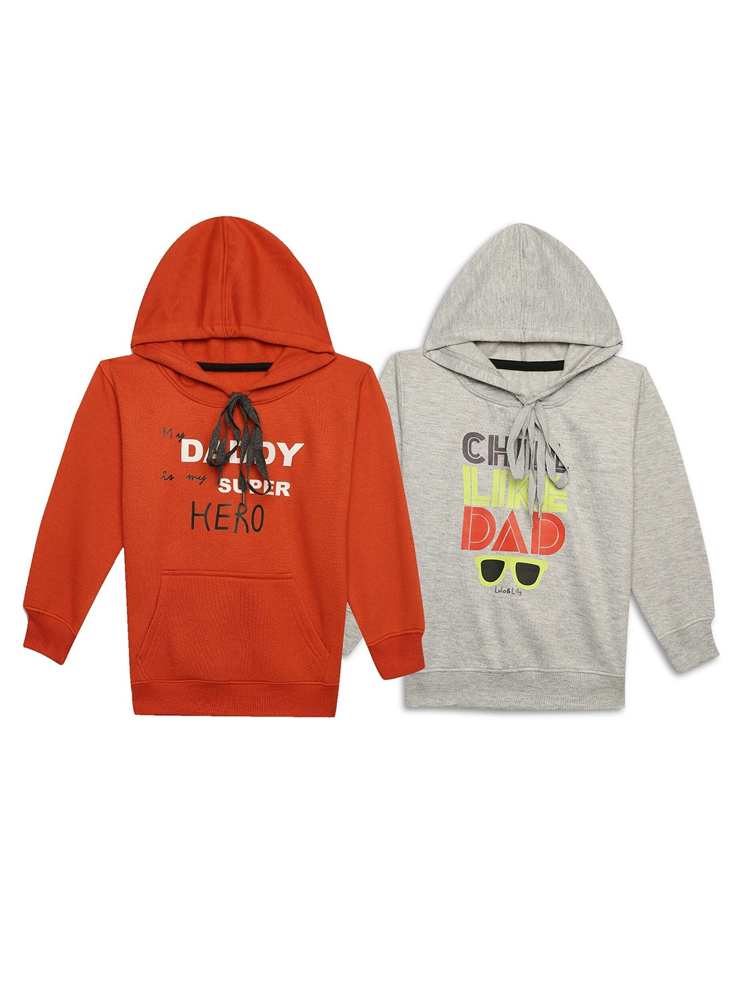 

VIMAL JONNEY Kids Pack Of 2 Printed Hooded Pullover Sweatshirts, Orange