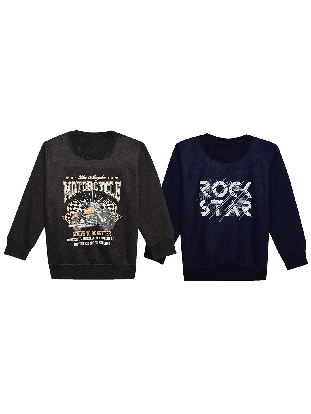 

MACK JONNEY Kids Pack of 2 Typography Printed Fleece Pullover Sweatshirt, Black