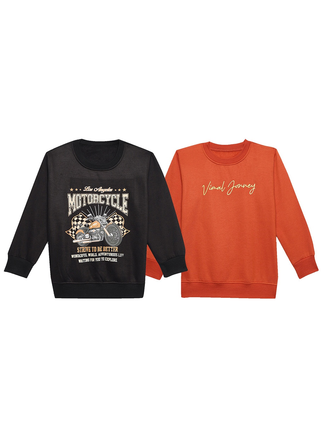 

VIMAL JONNEY Kids Pack Of 2 Typography Printed Cotton Fleece Pullover, Black