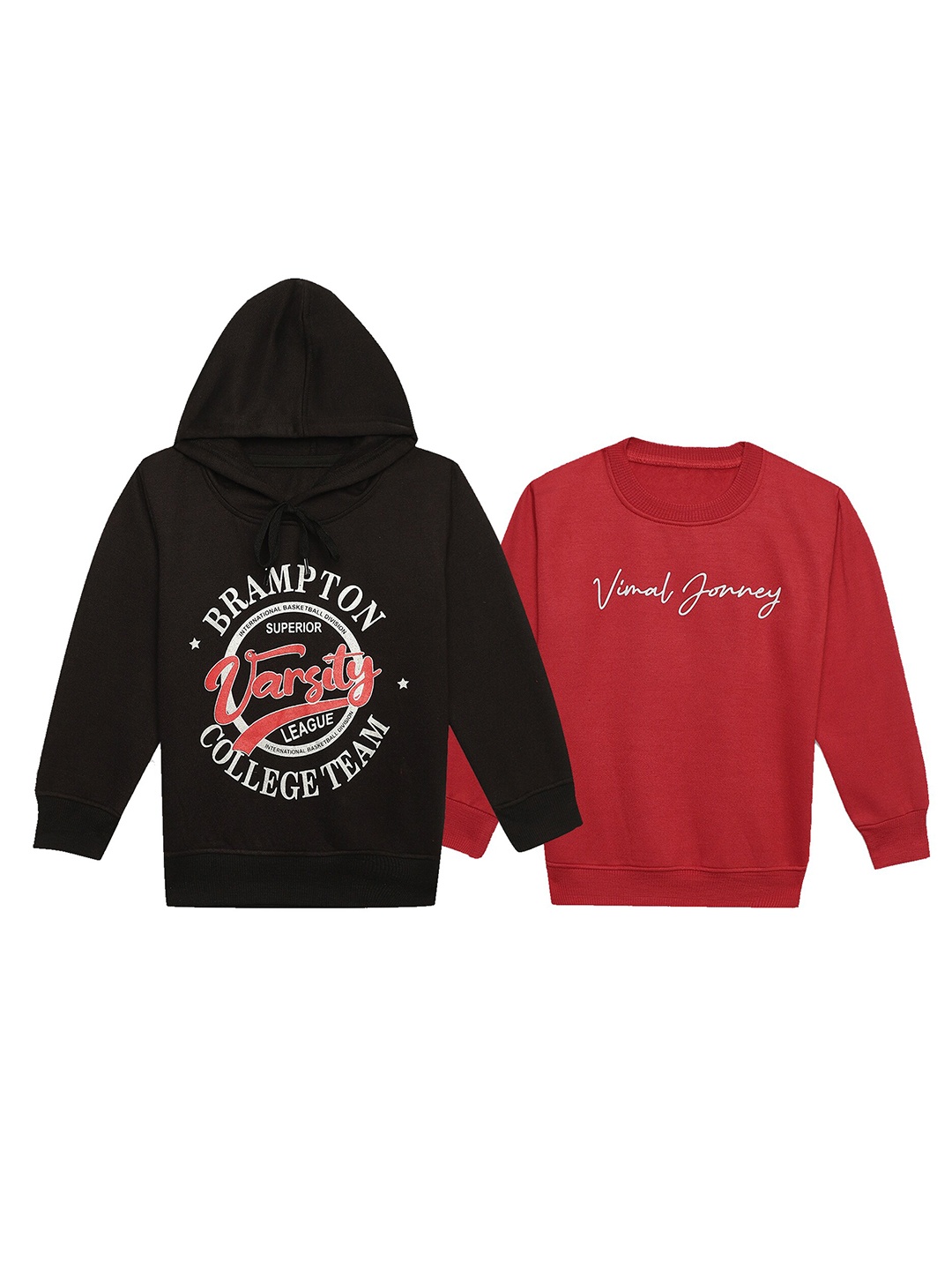 

VIMAL JONNEY Kids Pack Of 2 Printed Fleece Pullover Sweatshirt, Black