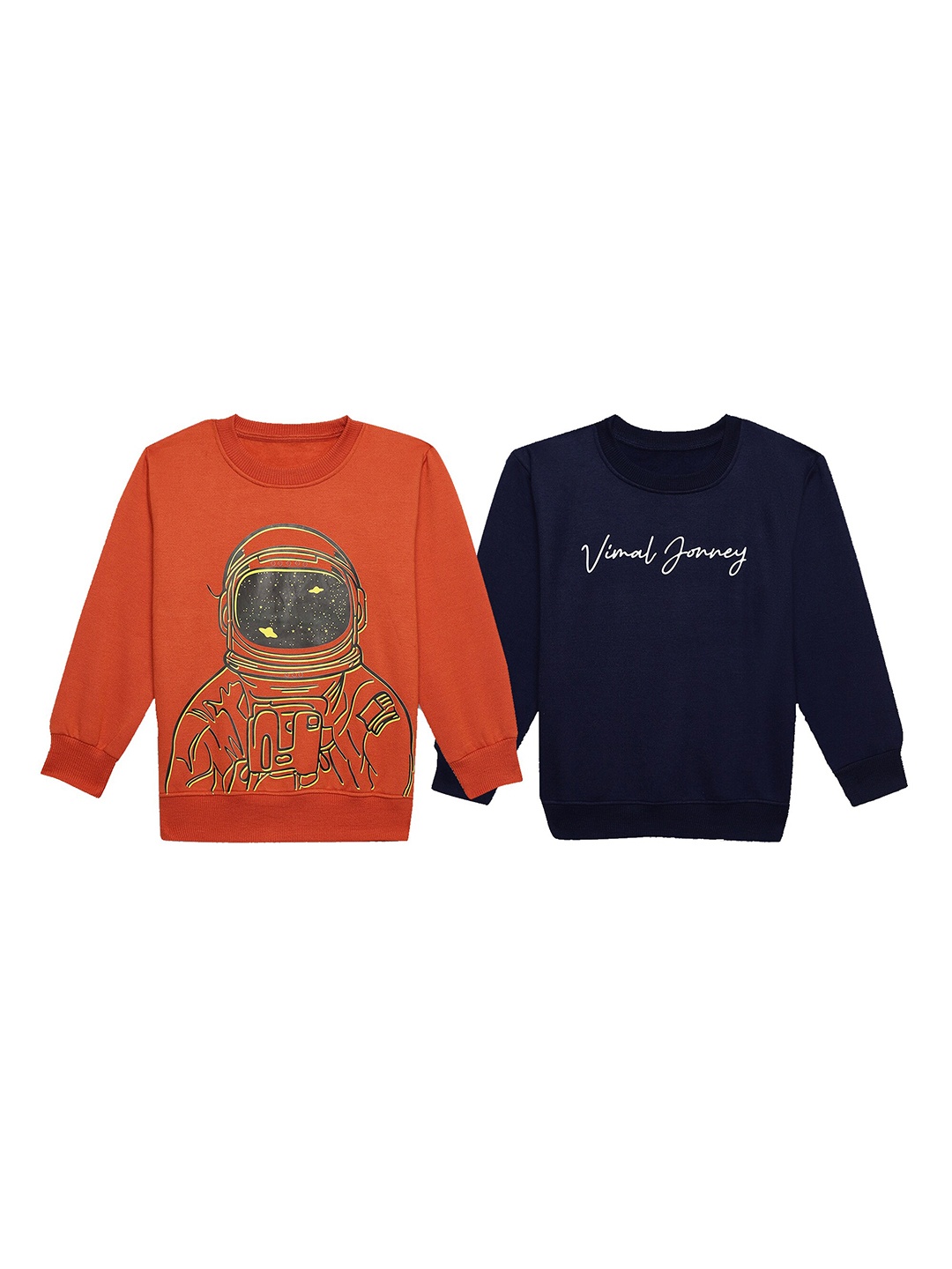 

VIMAL JONNEY Kids Pack Of 2 Printed Pullover Sweatshirts, Orange