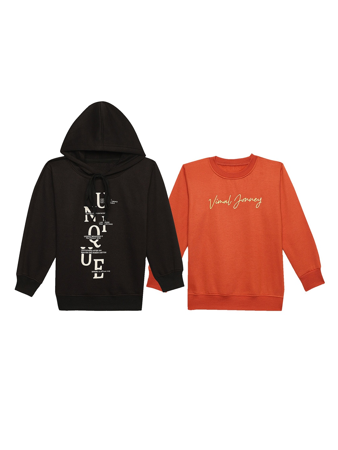 

VIMAL JONNEY Kids Pack Of 2 Printed Round Neck Fleece Pullover Sweatshirt, Black
