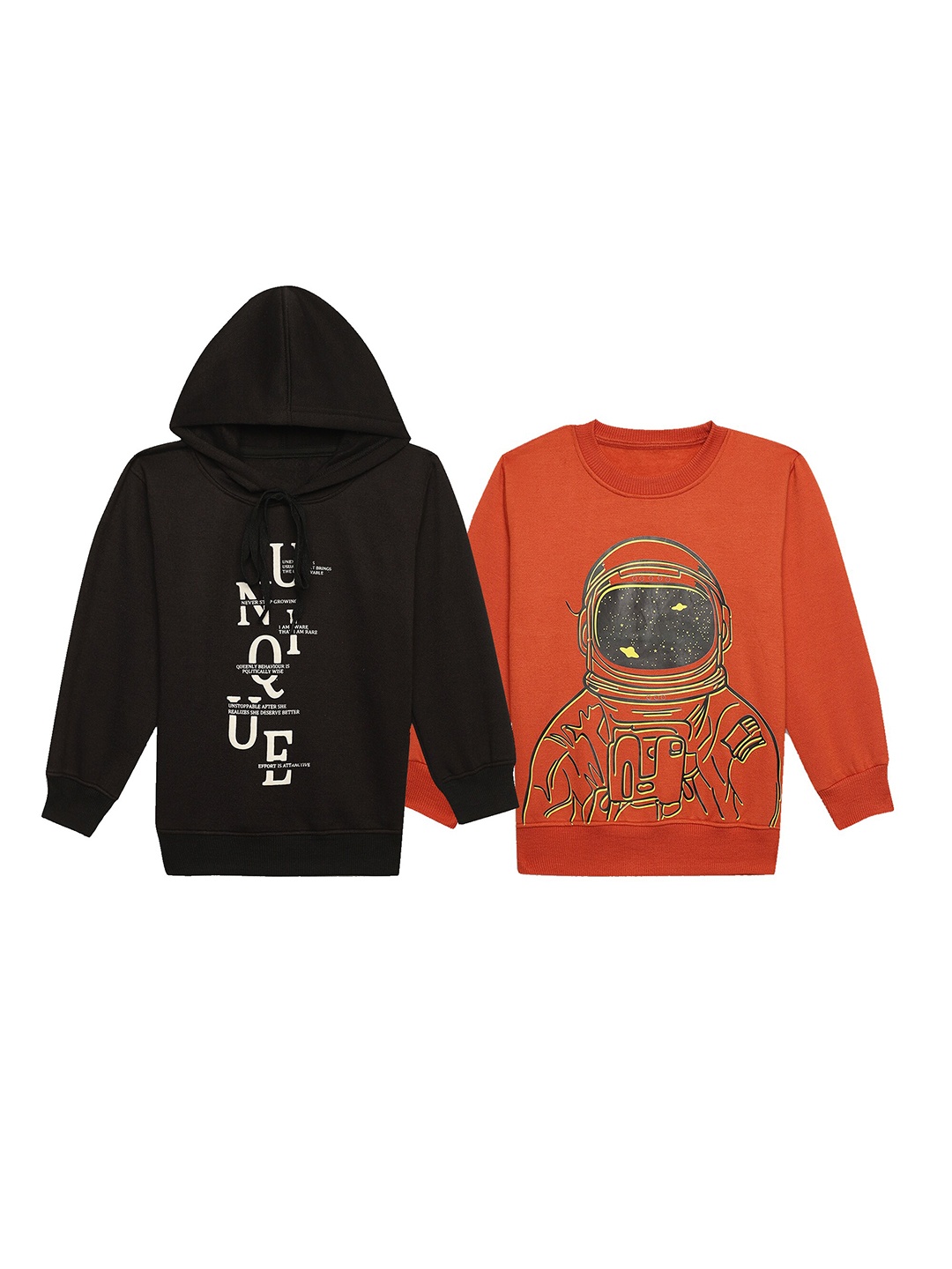 

MACK JONNEY Kids Pack Of 2 Printed Hooded Pullover Sweatshirts, Black