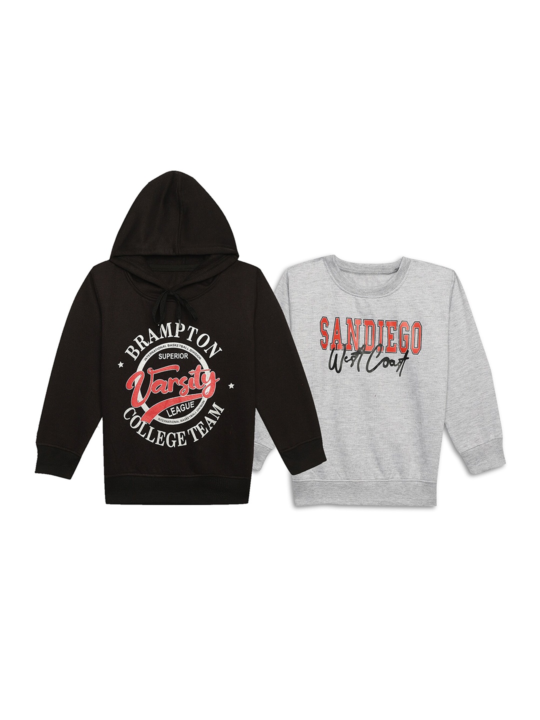 

MACK JONNEY Kids Pack Of 2 Typography Printed Hooded Fleece Sweatshirt, Brown