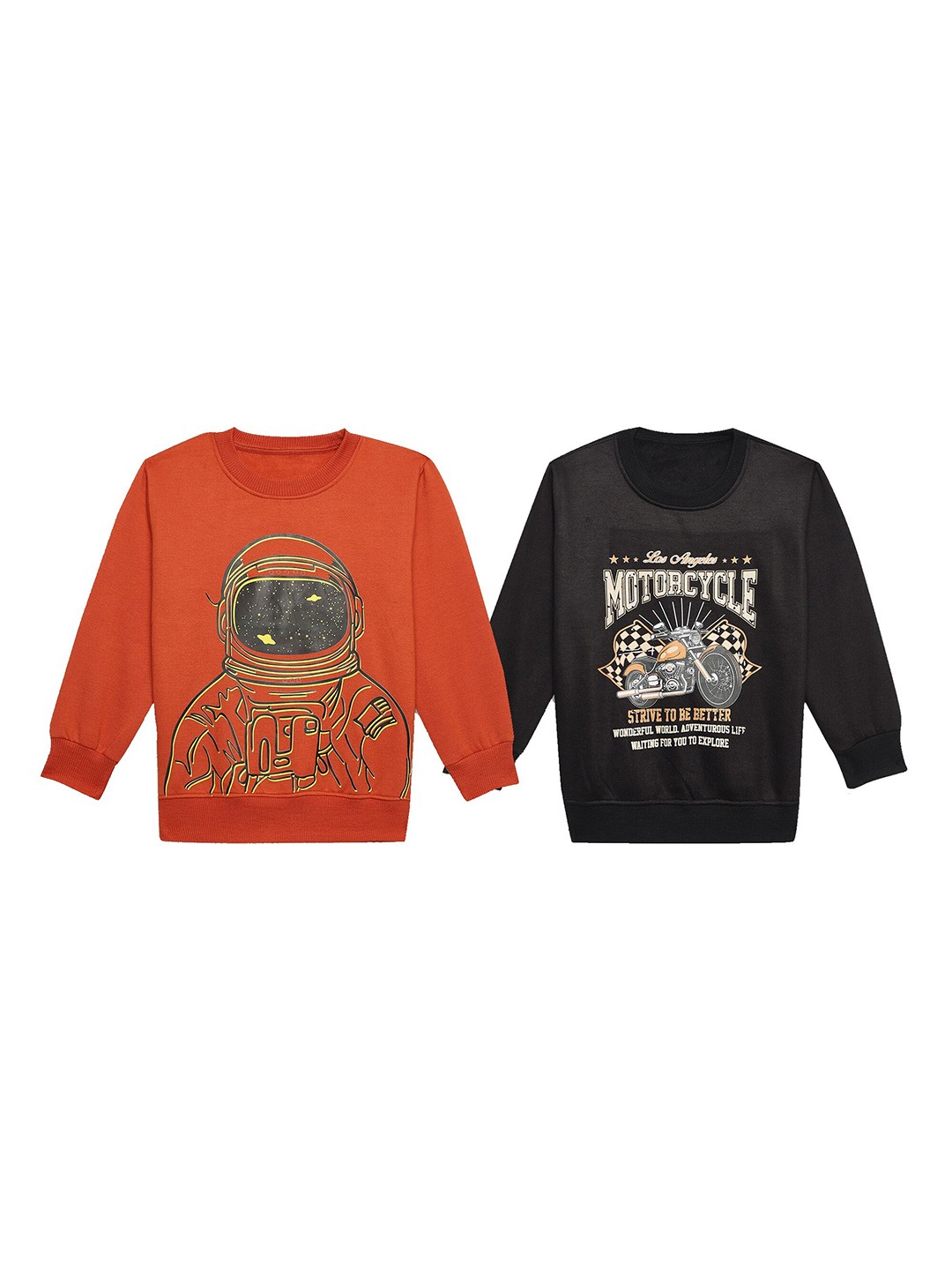 

MACK JONNEY Kids Pack Of 2 Graphic Printed Fleece Sweatshirt, Orange