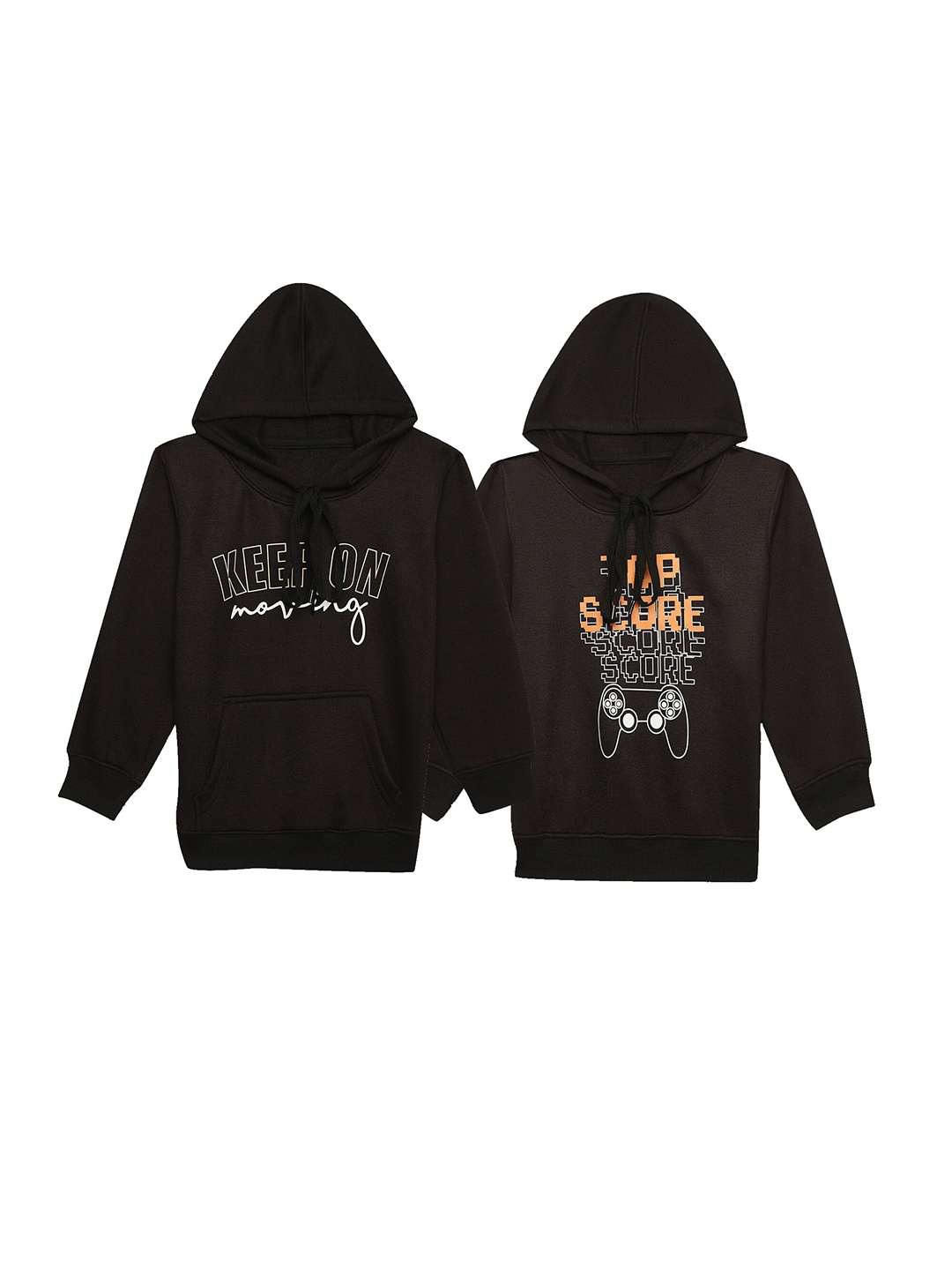 

MACK JONNEY Kids Pack Of 2 Typographic Printed Cotton Fleece Pullover Sweatshirt, Black