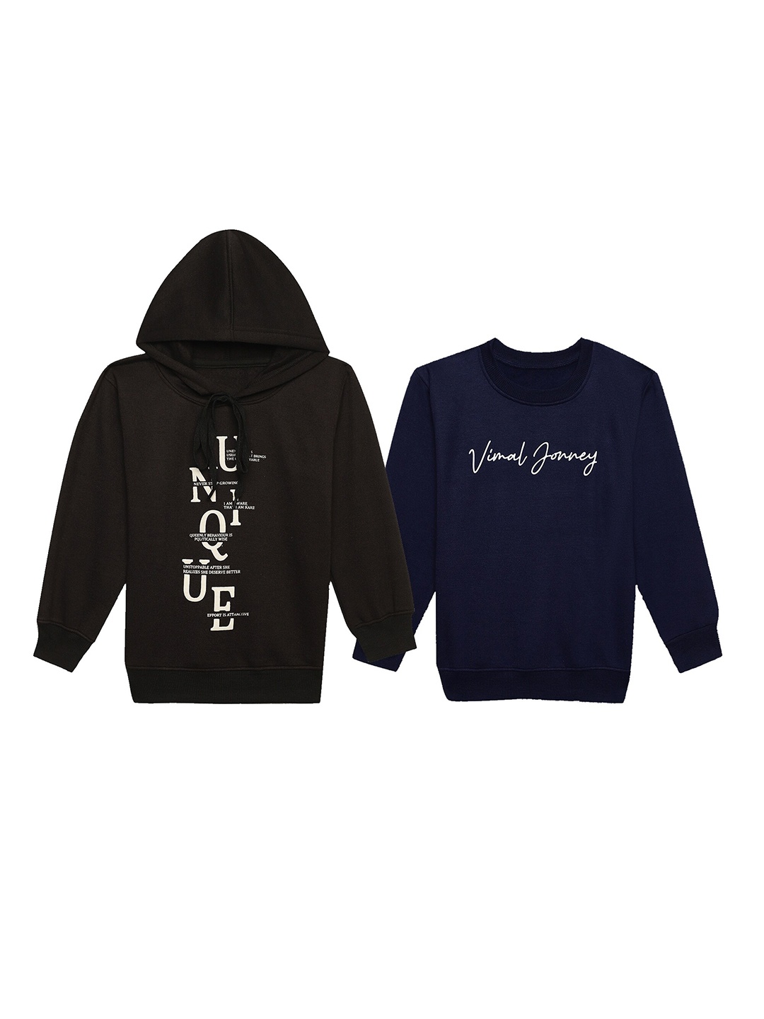 

MACK JONNEY Kids Pack Of 2 Typography Printed Hooded Fleece Sweatshirt, Brown