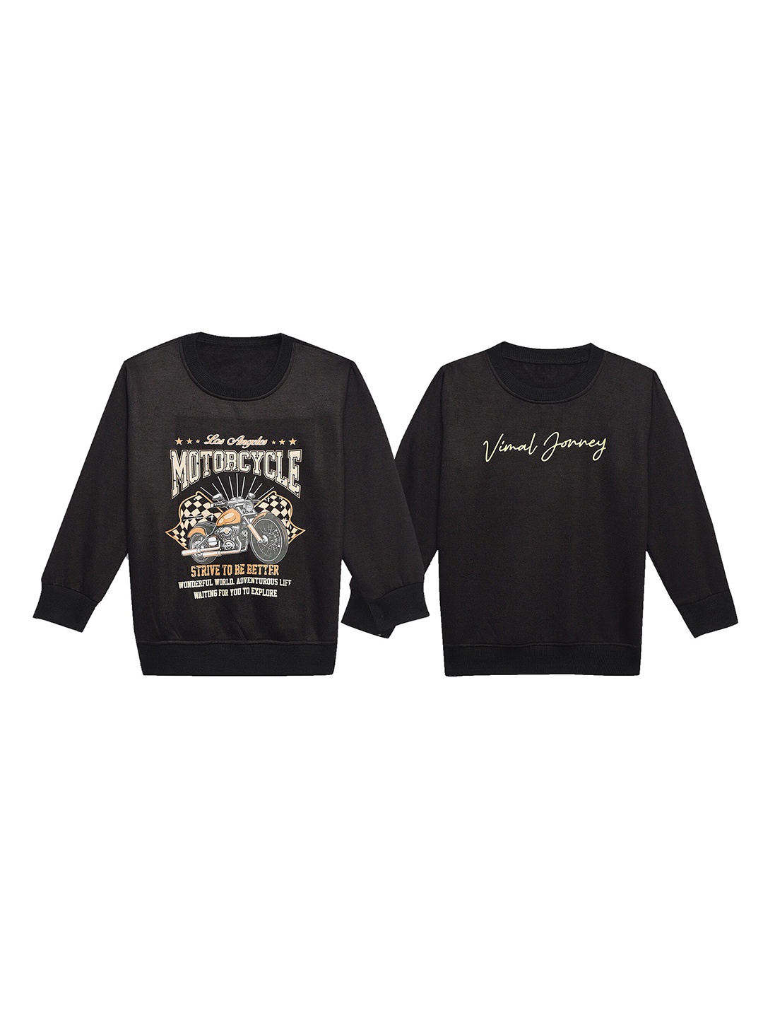 

MACK JONNEY Kids Pack Of 2 Typography Printed Fleece Sweatshirt, Black