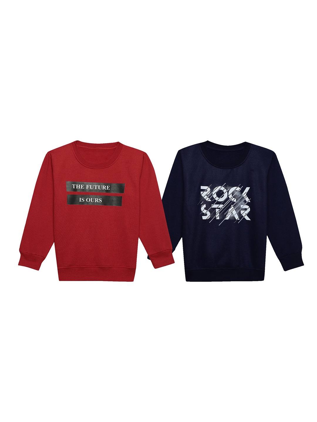 

MACK JONNEY Kids Pack Of 2 Typography Printed Cotton Fleece Pullover, Red
