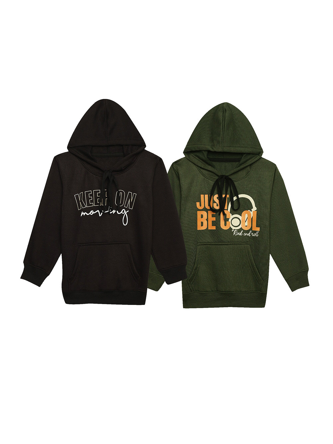 

MACK JONNEY Kids Pack Of 2 Printed Hooded Fleece Pullover Sweatshirt, Black