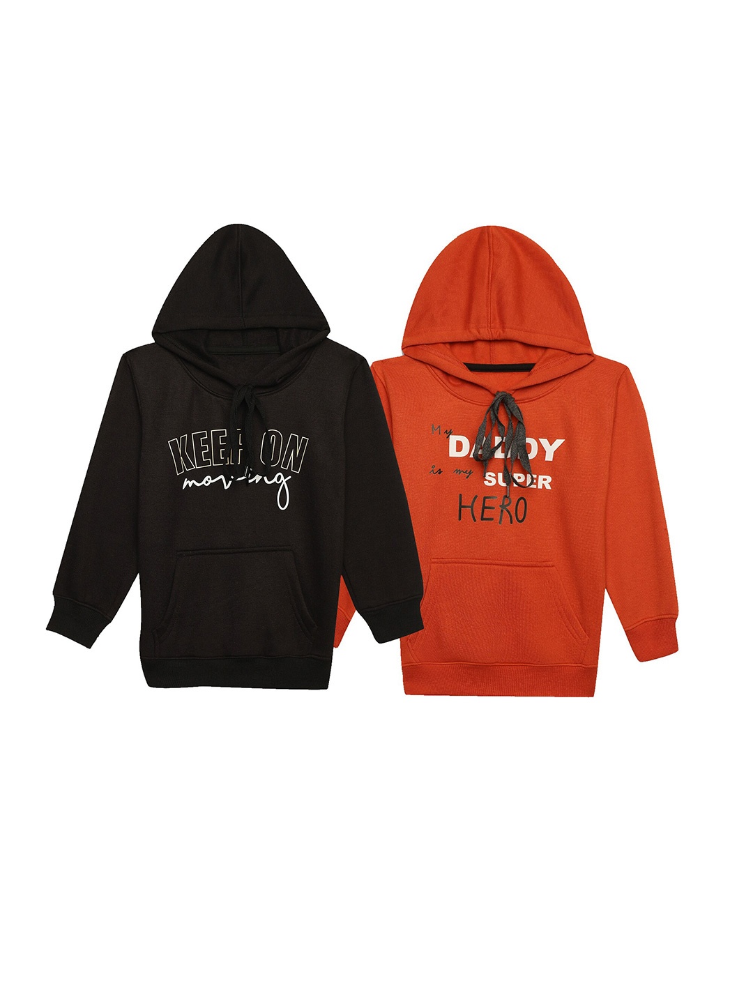 

VIMAL JONNEY Unisex Kids Pack Of 2 Typography Printed Hooded Fleece Sweatshirt, Black