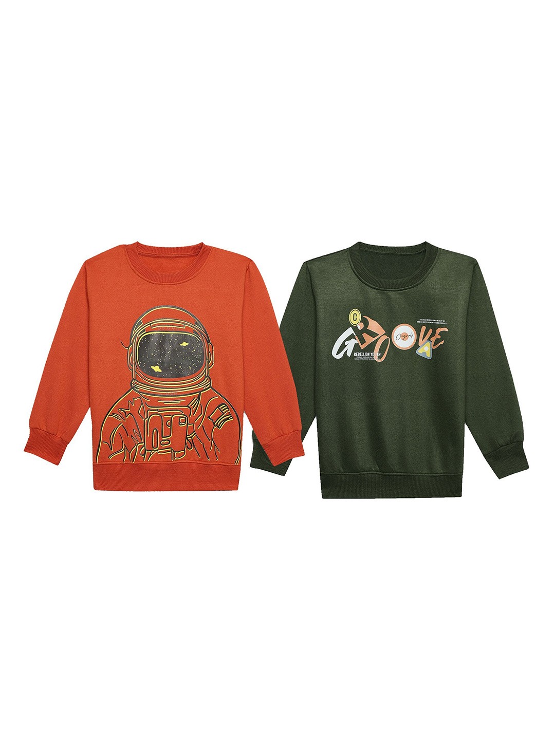 

MACK JONNEY Kids Pack Of 2 Printed Cotton Fleece Pullover Sweatshirts, Multi
