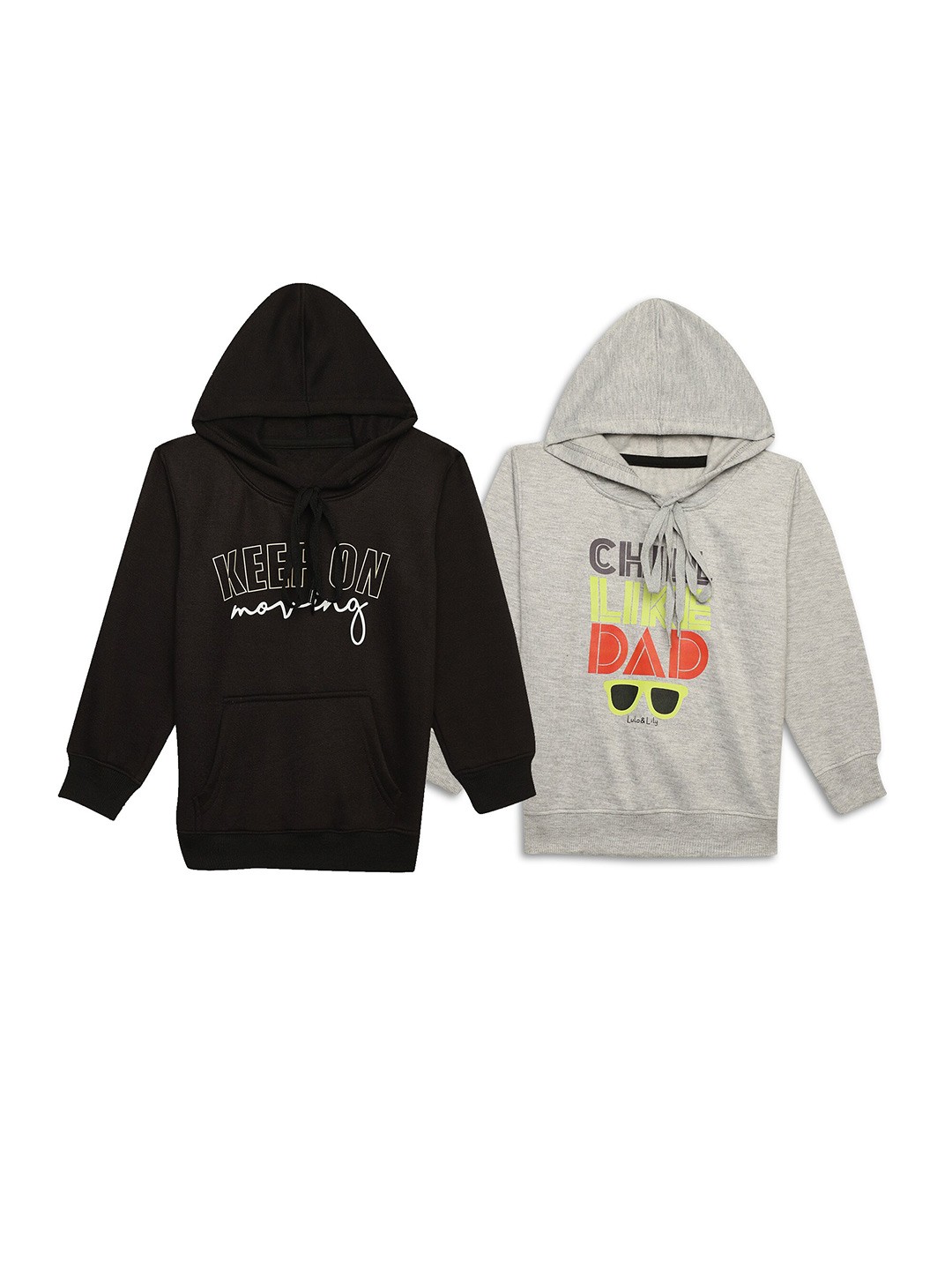 

MACK JONNEY Kids Pack of 2 Printed Typography Hooded Fleece Pullover, Brown