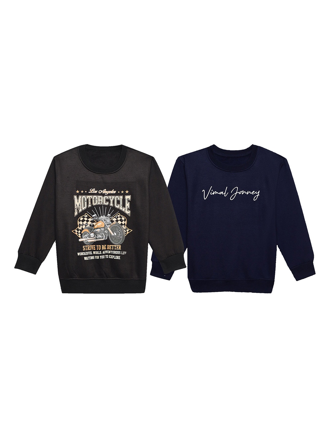 

VIMAL JONNEY Kids Pack of 2 Typography Printed Fleece Pullover Sweatshirt, Navy blue