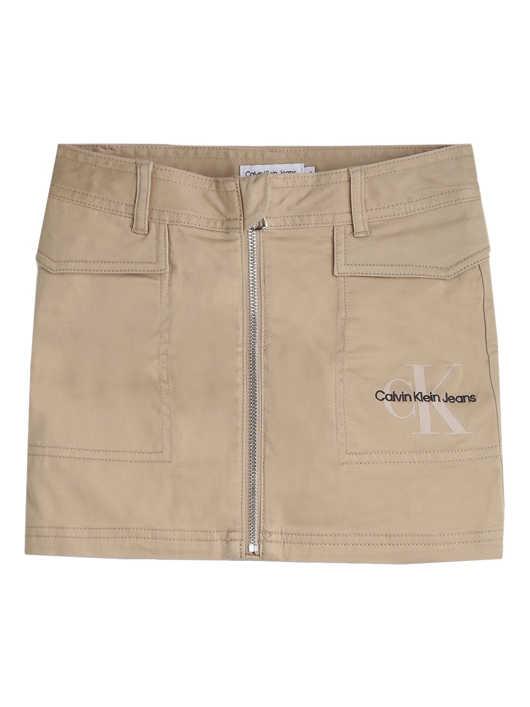 

Calvin Klein Girls Brand Logo Printed Straight Mini Skirts, Beige