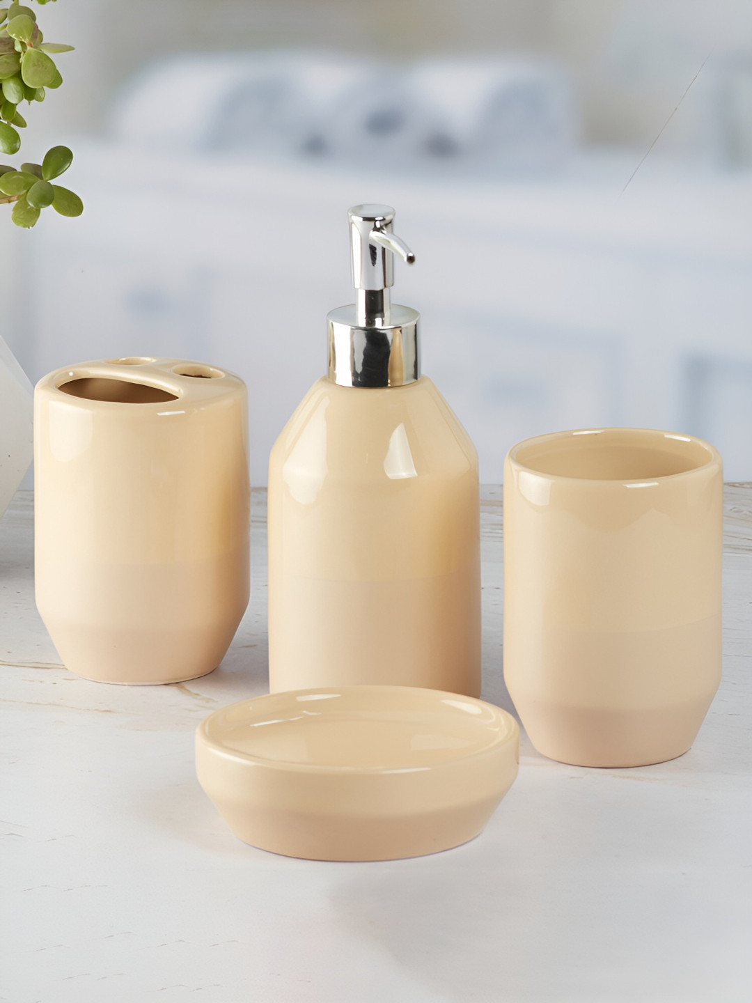 

KidsCity.in Beige 4 Pieces Ceramic Bath Accessories Set