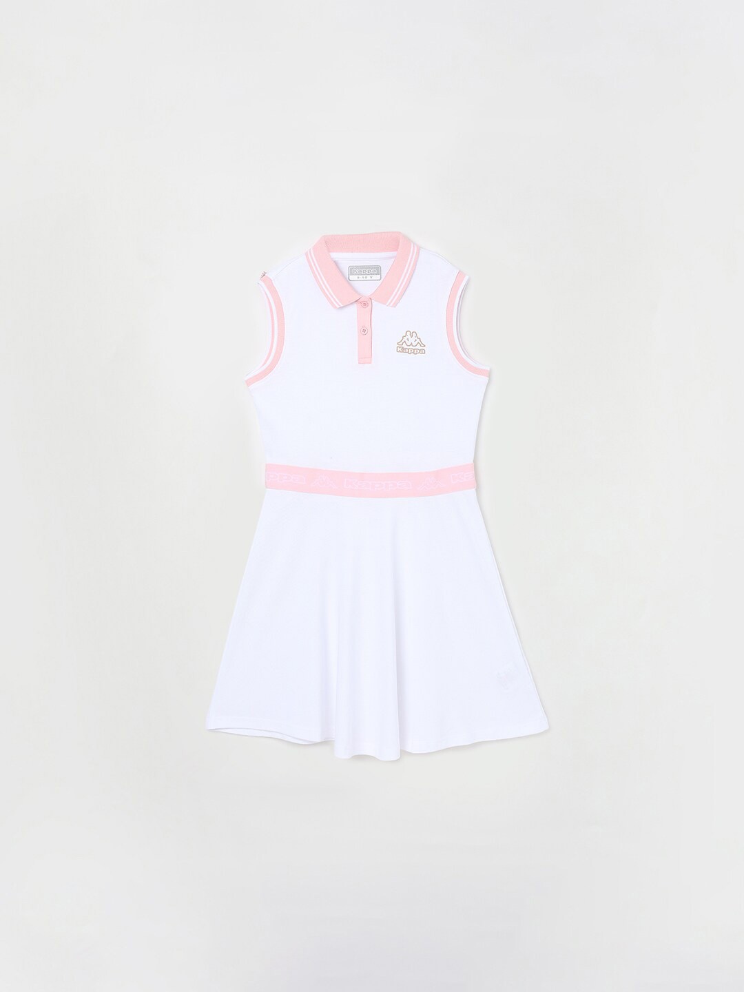 

Kappa White Girls Polo Collar Sleeveless Pure Cotton A-Line Dress