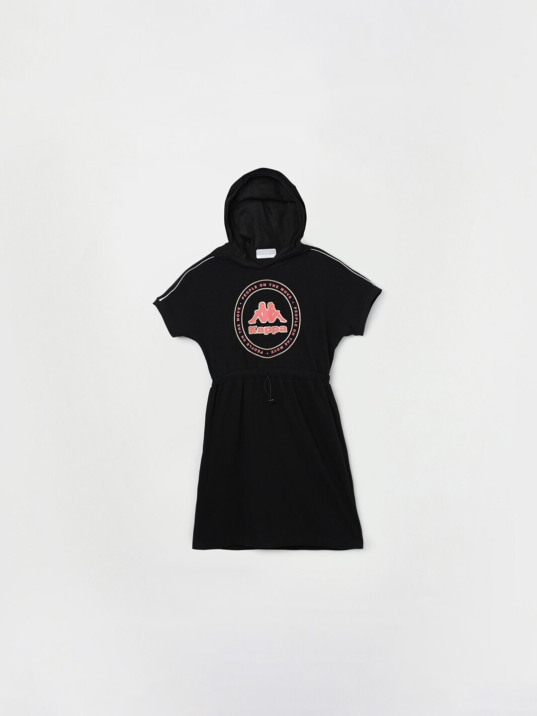 

Kappa Girls Graphic Printed Hooded Pure Cotton T-Shirt Dress, Black