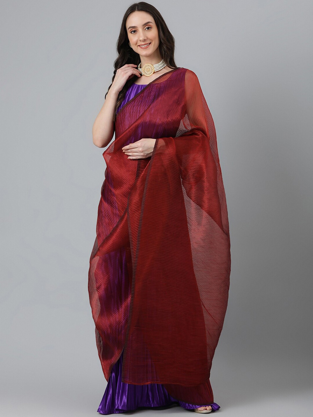 

Vinya Striped Saree, Purple