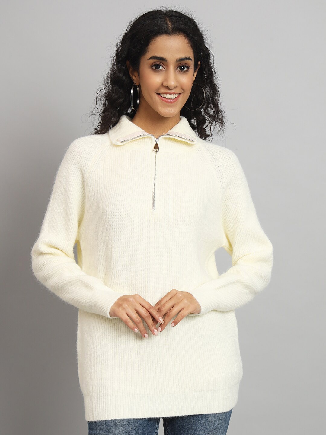 

Chemistry Shirt Collar Woollen Sweater, Cream