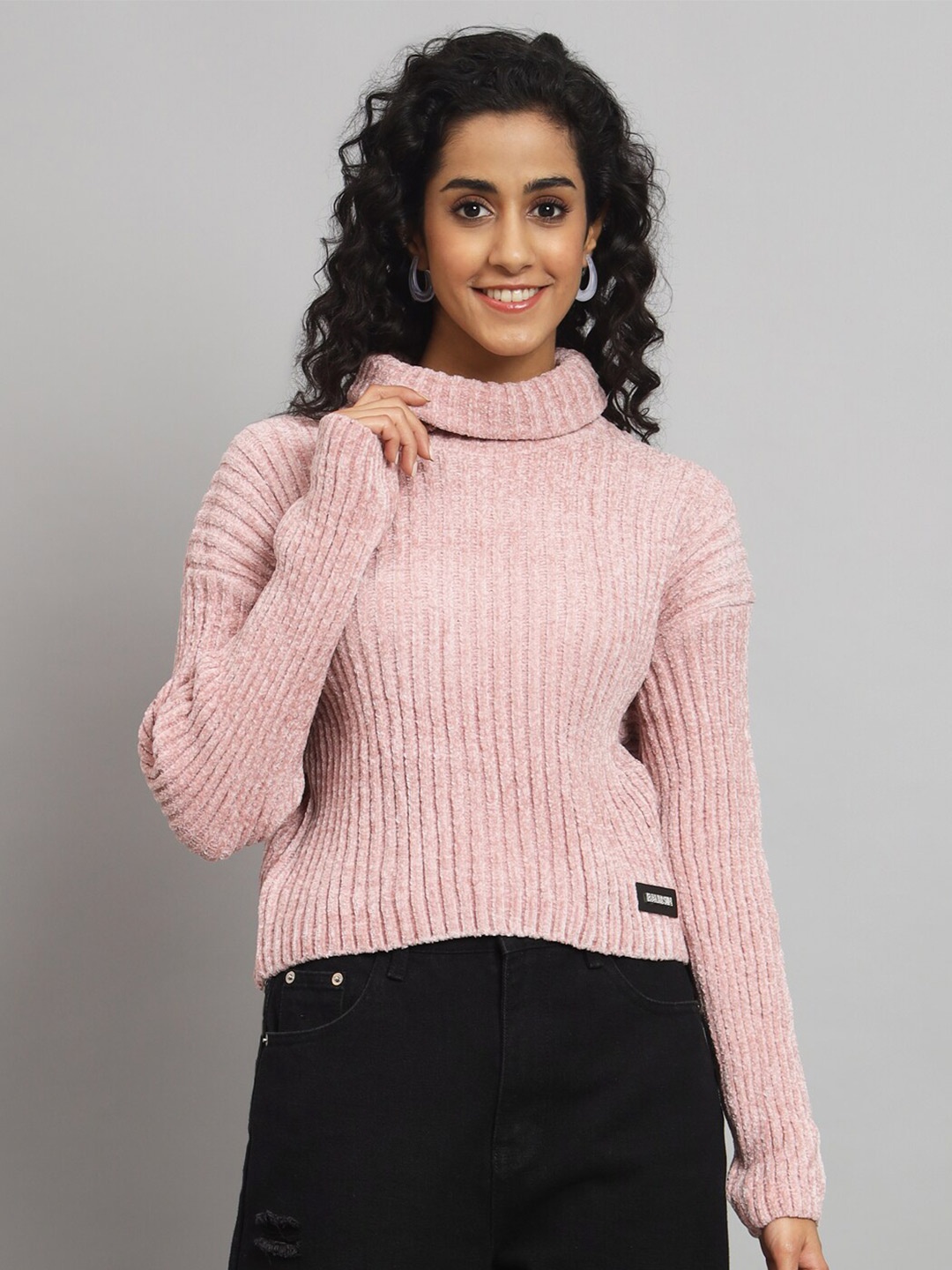 

Chemistry Ribbed Turtle Neck Woollen Sweater, Pink