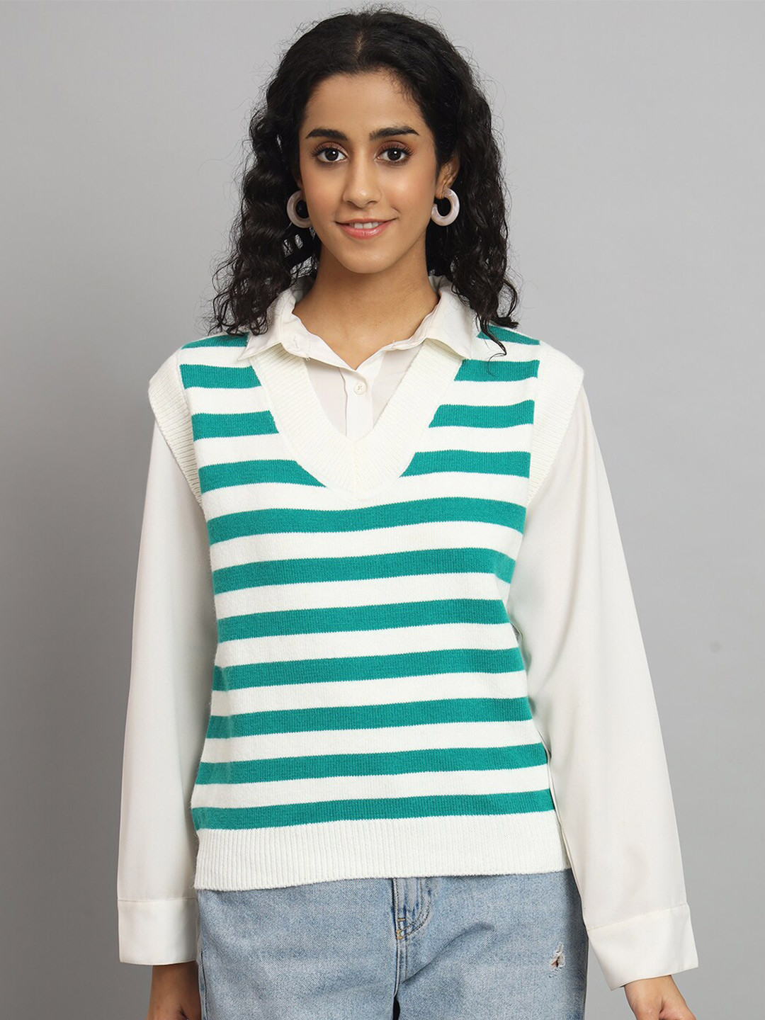 

Chemistry Striped Woollen Sweater Vest, Green
