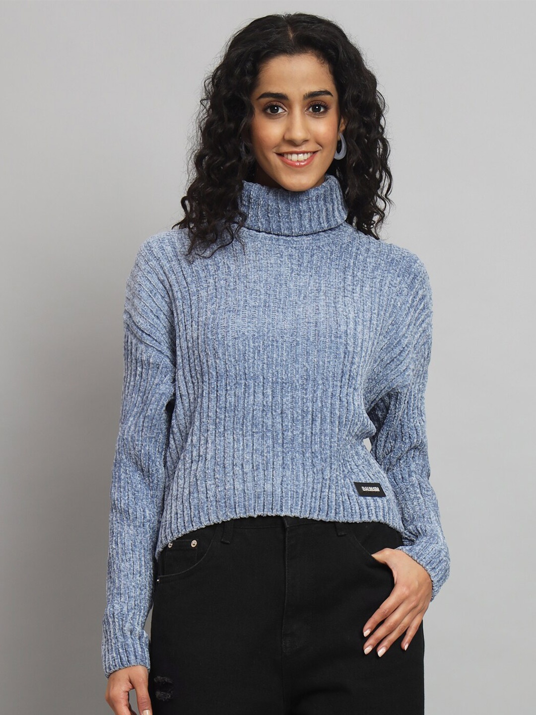 

Chemistry Turtle Neck Woolen Pullover Sweater, Blue