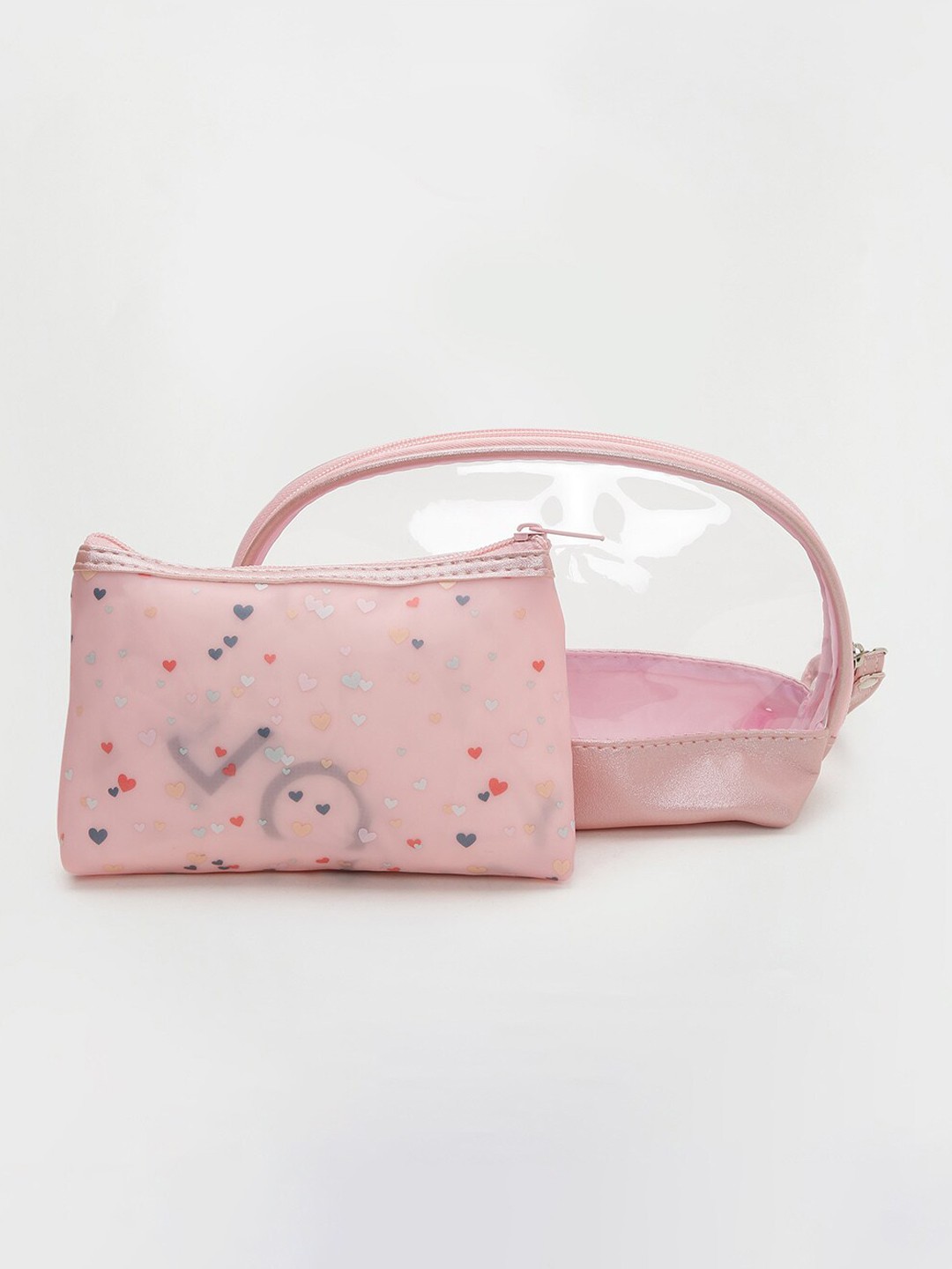 

Ginger by Lifestyle Set Of 2 Printed Pouch Toilet kit, Pink