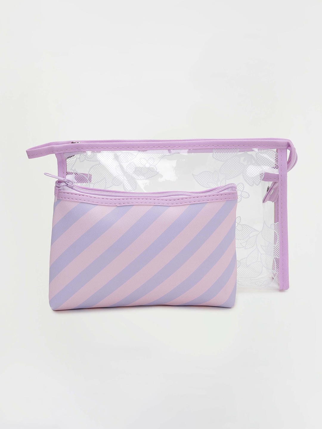 

Ginger by Lifestyle Pack Of 2 Striped Pouch Toilet kit, Purple