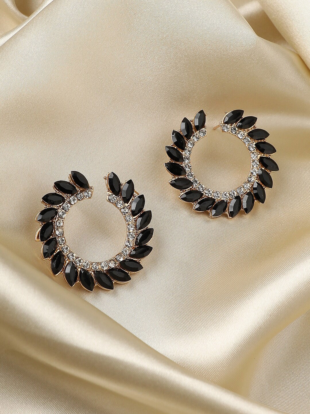 

SOHI Gold-Plated Crystals Circular Studs Earrings