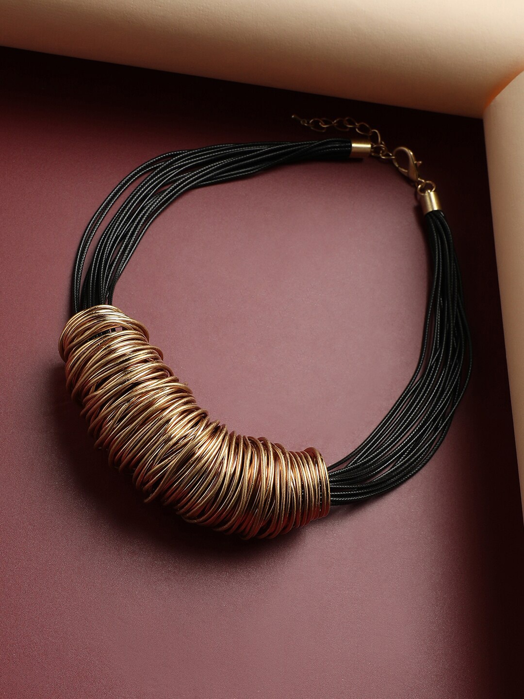

SOHI Alloy Gold-Plated Statement Necklace, Black