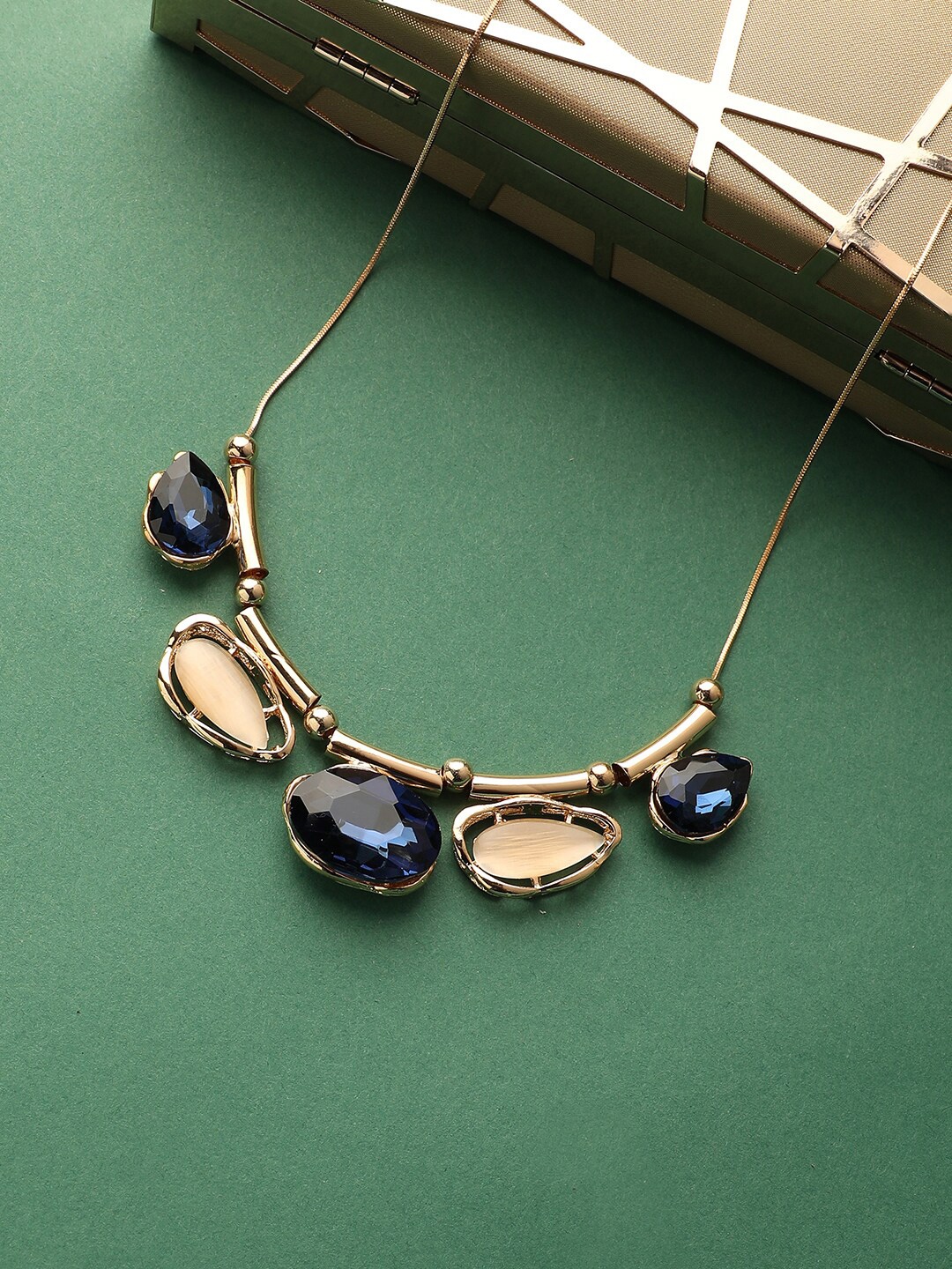 

SOHI Gold-Plated Artificial Stones Studded Necklace