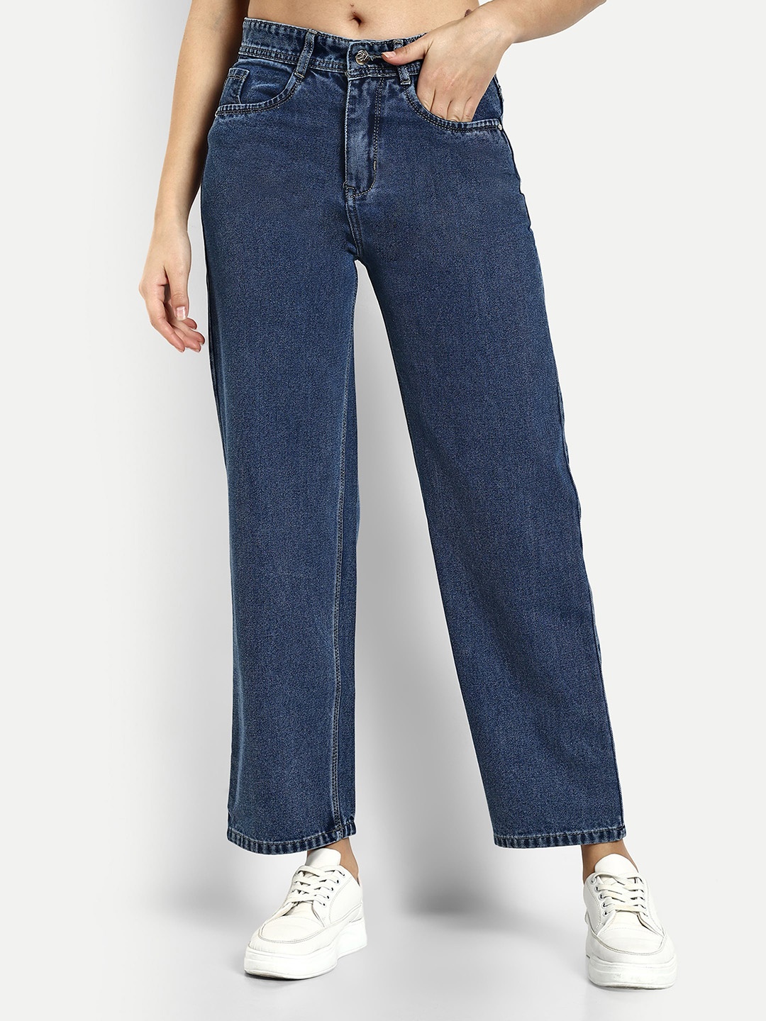 

BROADSTAR Women Smart Cotton High-Rise Jeans, Blue