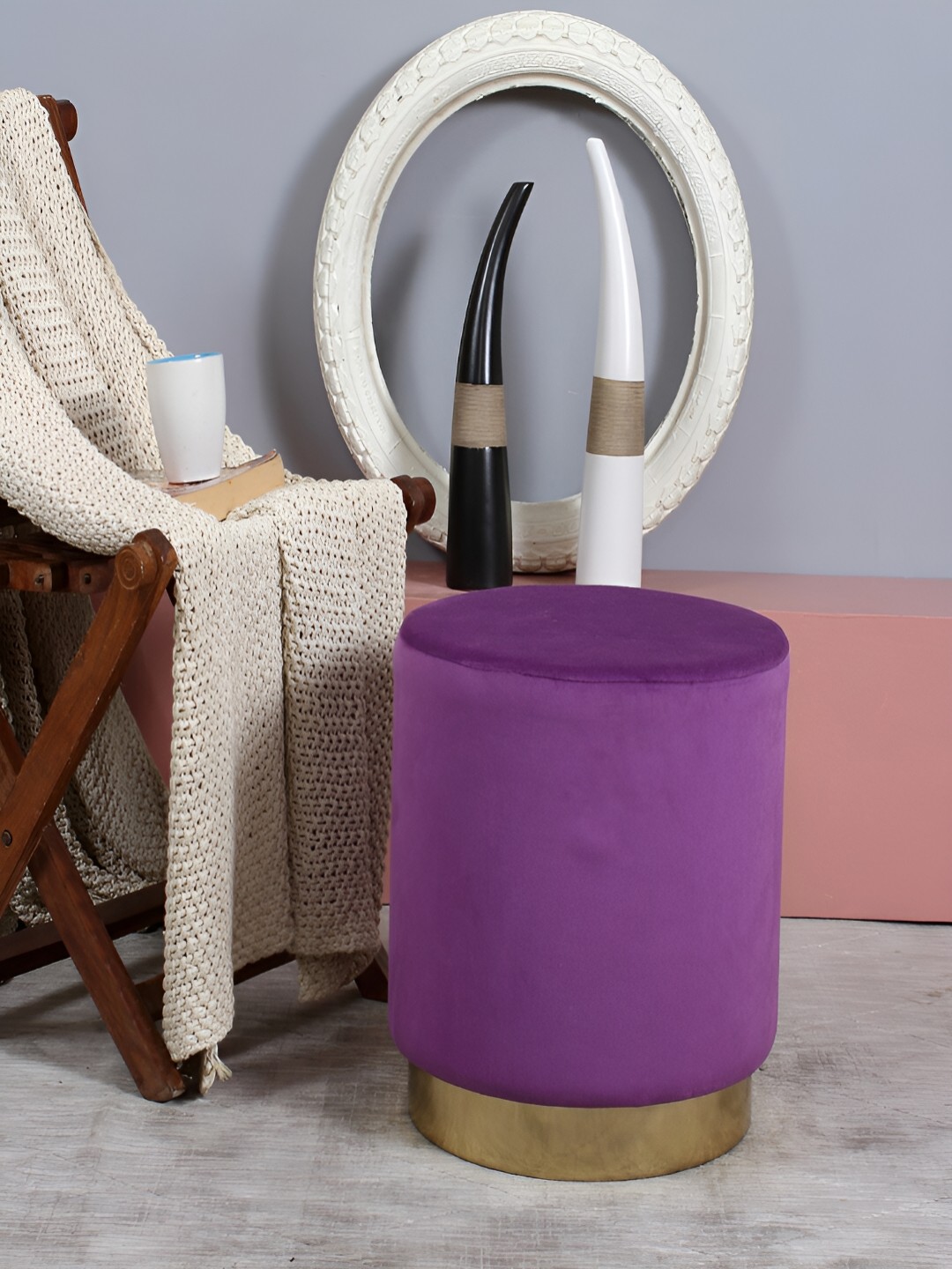 

COMFIDELITAS Purple Round-Shaped Seating Ottoman