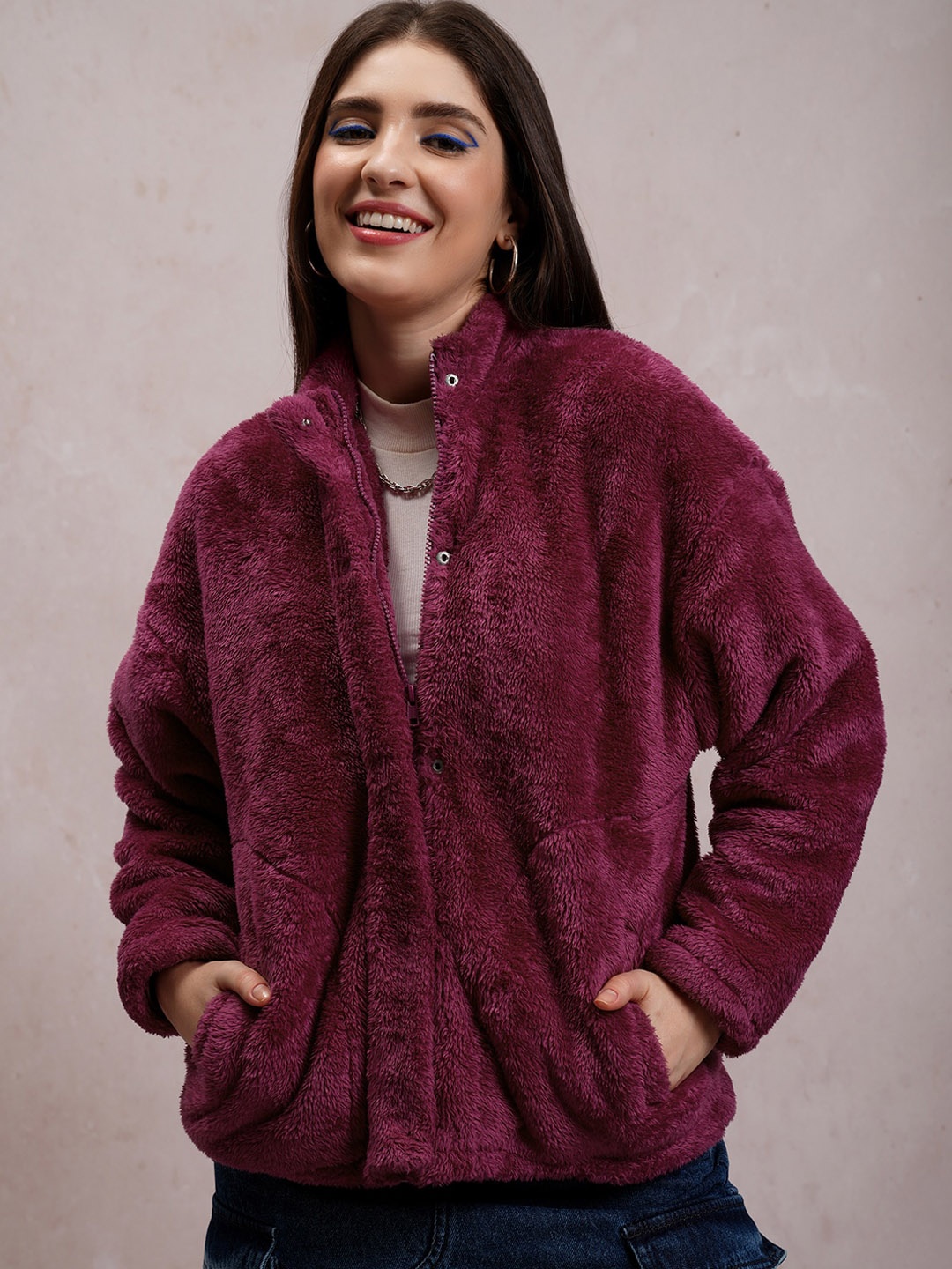 

Tokyo Talkies Maroon Oversized Tailored Jacket