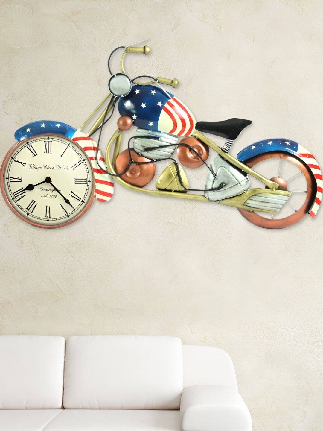 

HANDICRAFTS PARADISE Red & Blue Metal Vintage Bike Wall Decor