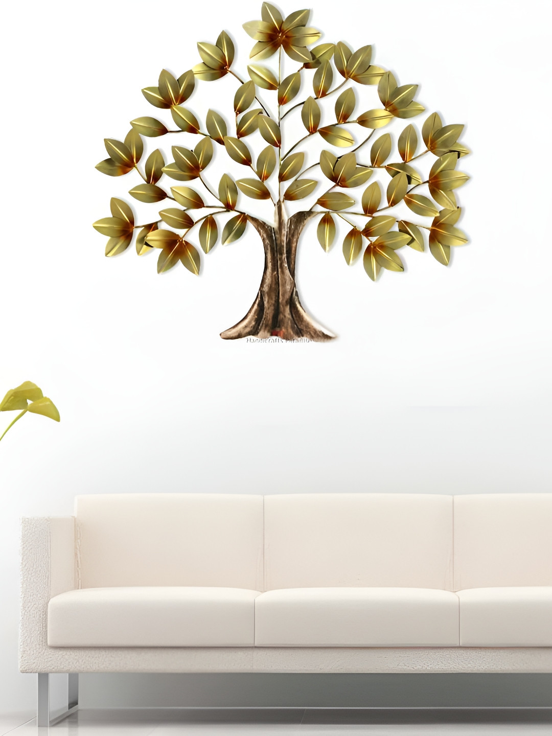 

HANDICRAFTS PARADISE Green and Brown Metal Tree Wall Decor