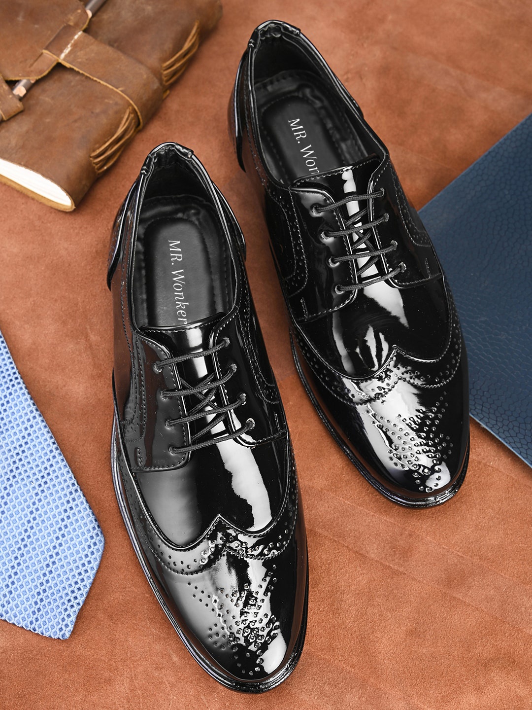 

mr.wonker Men Textured Formal Brogues, Black