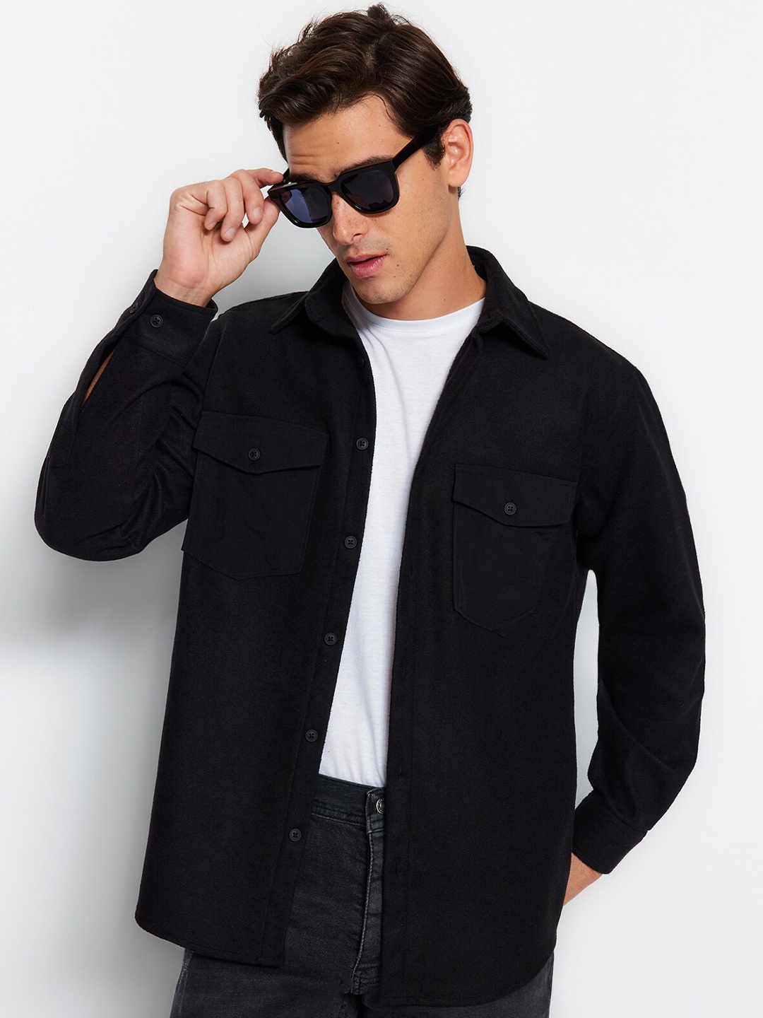 

Trendyol Spread Collar Casual Shirt, Black