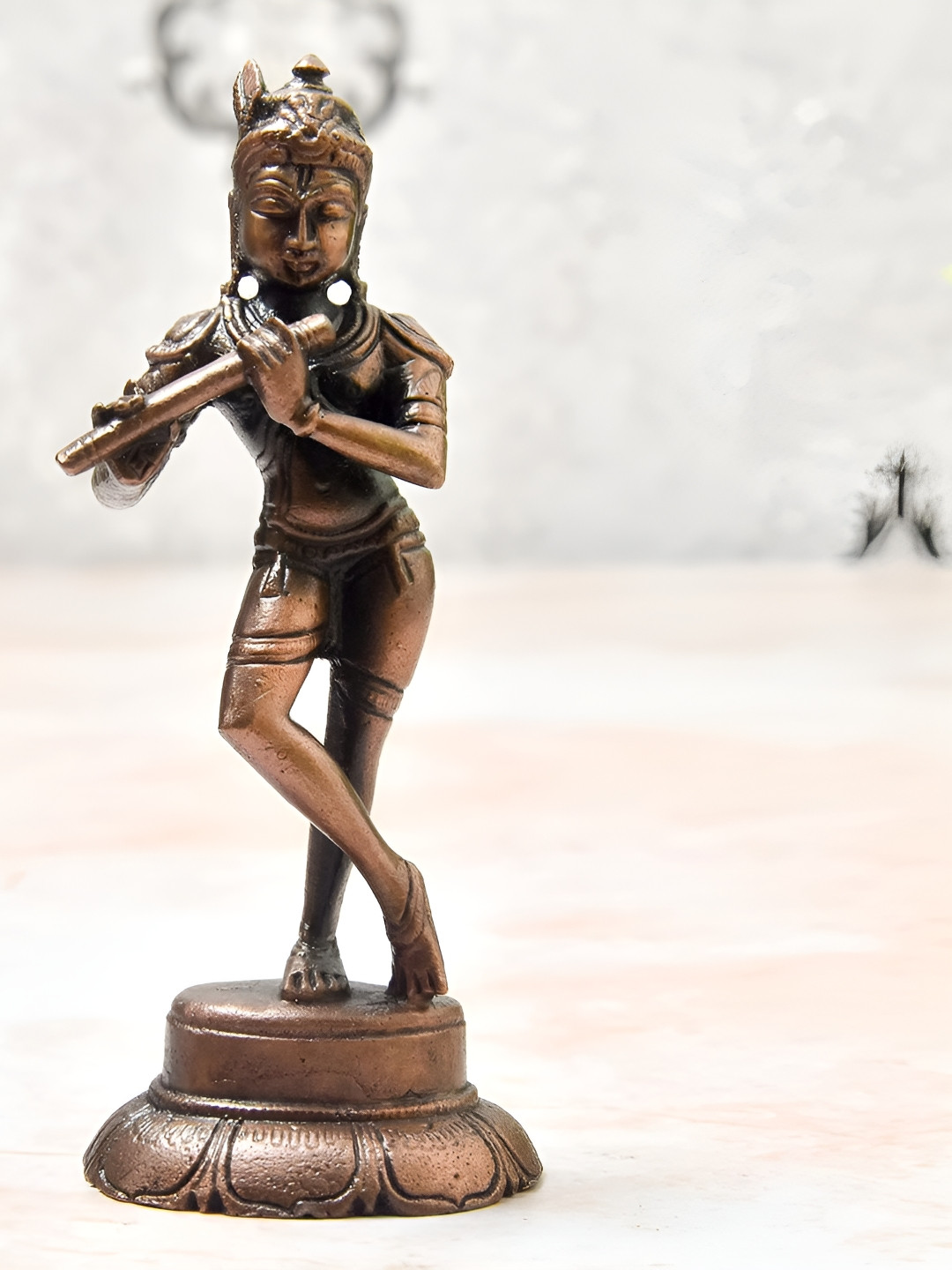

Bhimonee Decor Copper Toned Krishna Idol Showpiece